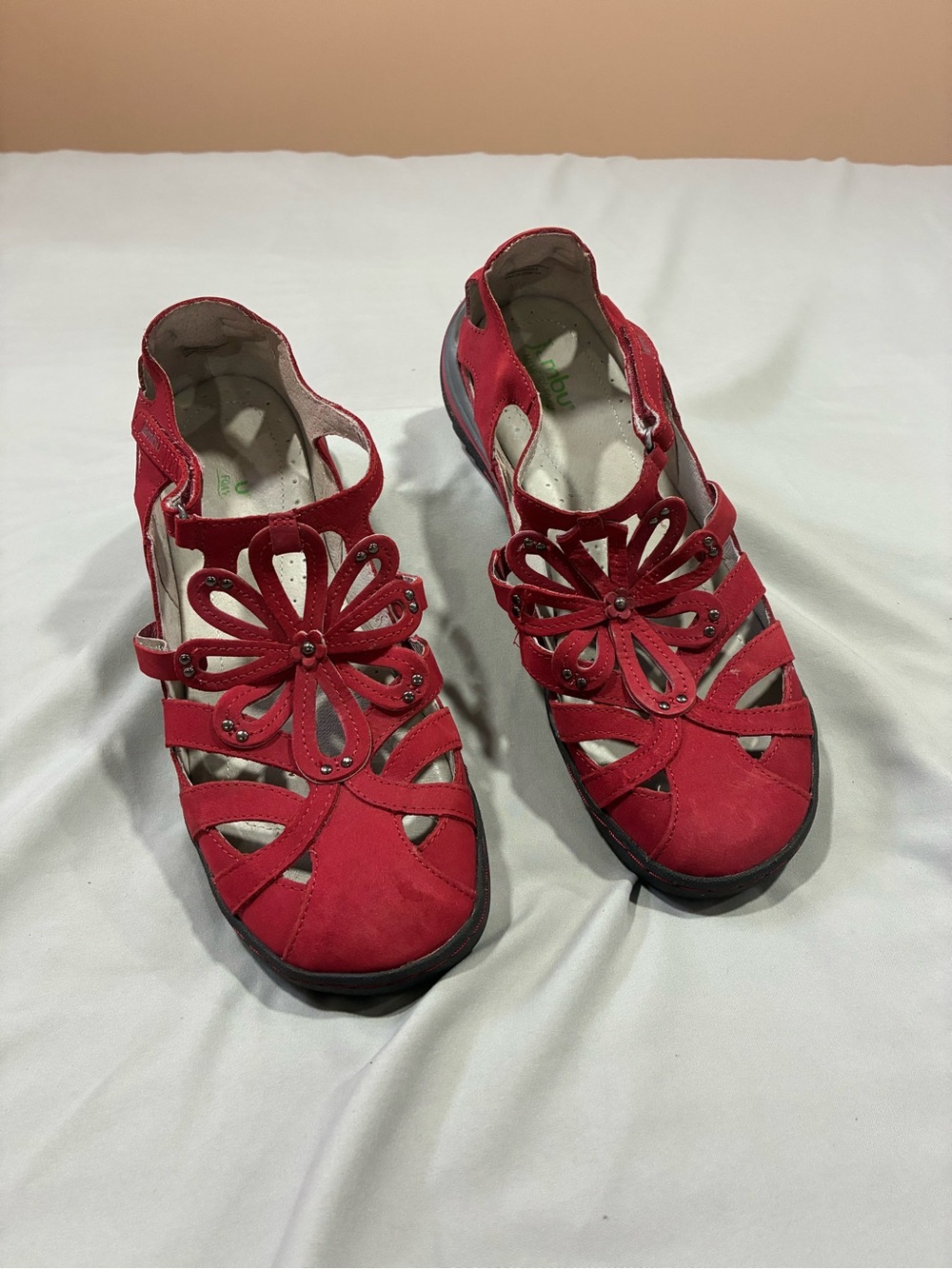 Jambu Red Floral Cutout Casual Sandals 9M vegan leather